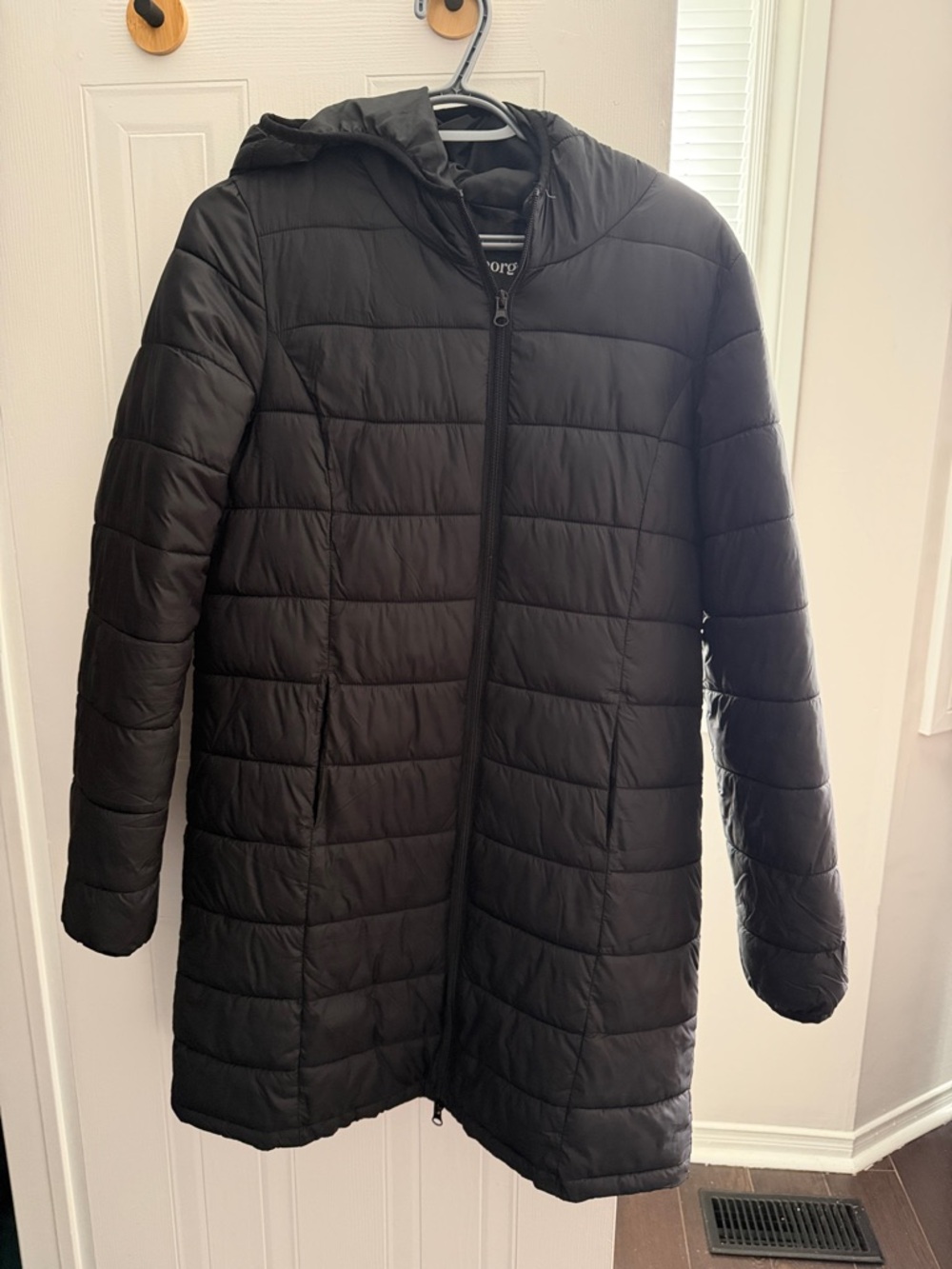 George Black Quilted Hooded Puffer Coat